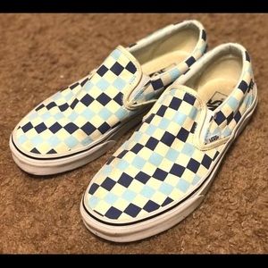 7.5 Checkered Vans Slip Ons